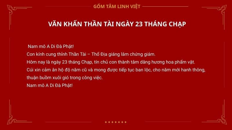 văn khấn thần tài ngày 23 tháng chạp